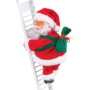 Vánoce Vánoční dekorace Santa na bílém žebříku Červená