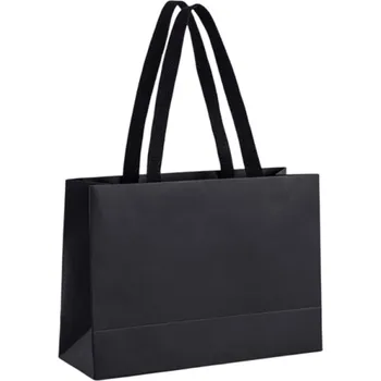 Dárková taška Černá papírová dárková taška 28 x 20 x 10 cm Kartonová pevná taška na oblečení módní dárky elegantní balení s držadly