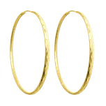 MINET Pozlacené broušené stříbrné náušnice KRUHY 5 cm JMAN0233GE05