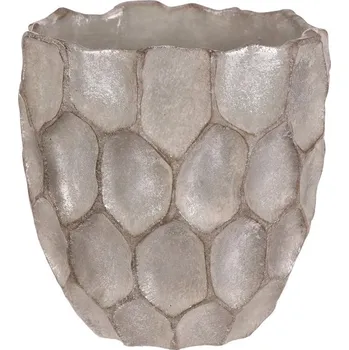 Obal na květináč Obal na květiny Autronic Obal betonový - vzor buněk, vel. L, stříbrno-šedý (BMO3624-L)