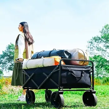 Zahradní vozík Skládací outdoorový vozík na dřevo a vybavení