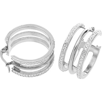 Souprava šperků MPM Dámské ocelové nerezové náušnice 70034 - stříbrné barvy