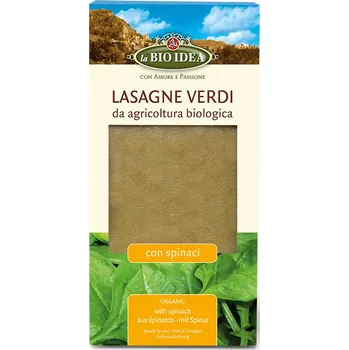Příloha Těstoviny (krupice se špenátem) lasagne bio 250 g - La Bio Idea