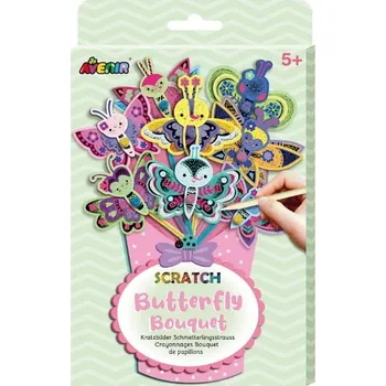 omalovánky Škrabací obrázky - kytice (motýli)