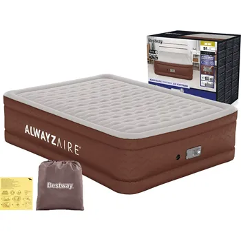 Nafukovací matrace Dvouplášťová nafukovací postel BESTWAY ALWAYZAIRE Fortech s integrovanou elektrickou pumpou, 203 × 152 × 51 cm