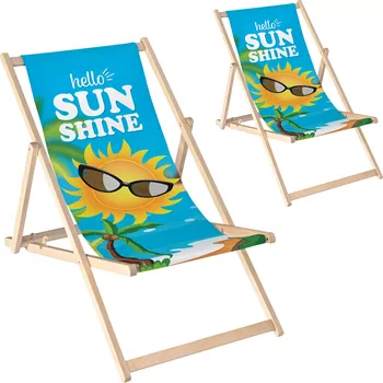 Zahradní lehátko Sada 2 ks skládací dřevěné lehátko do zahrady a na pláž, polohovatelné