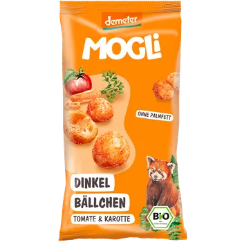 MOGLI Bio špaldové kuličky s rajčaty a mrkví s certifikací Demeter 40 g
