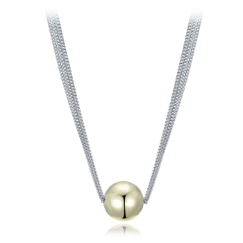 Souprava šperků MINET Elegantní dvoubarevný stříbrný náhrdelník se třemi řetízky s kuličkou Ag 925/1000 10,70g JMAS0302GN47