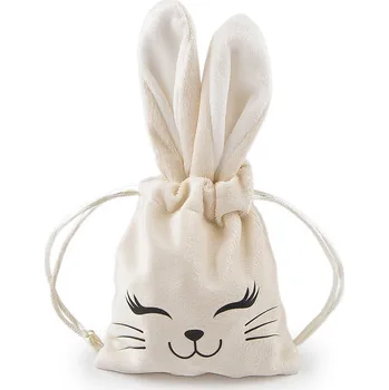Výtvárné potřeby Dárkový pytlík zajíček 9x16 cm sametový, barva 1 krémová světlá