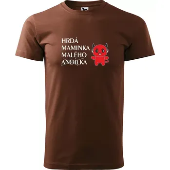 Pánské tričko Sablio Tričko s potiskem pro maminku Hrdá maminka malého andílka - hnědé S