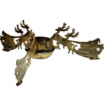 Stojánek na vánoční stromek STOJAN NA VÁNOČNÍ STROMEK Mikuláš SANĚ průměr 120 MM VELKÝ ZLATÝ KOVANÝ POLSKÝ