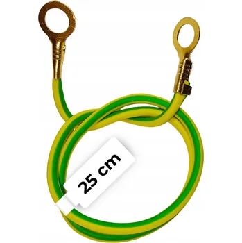 elektrický kabel Uzemňovací kabel 25 cm LGY 1 mm² žluto-zelený s ohebným lankem a očky M5