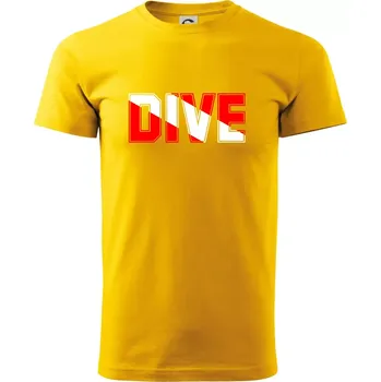 Pánské tričko Dive nápis vlajka - Triko extra velké (5-8XL) - 8XL ( Žlutá )