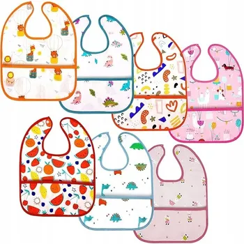 Vodotěsný bryndák Sada 7x pro dítě s rukávy 6 měsíců až 3 roky