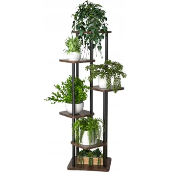 Stojan na květiny GreenTower stojan na rostliny 132 cm, 6 úrovní, dřevo/kov