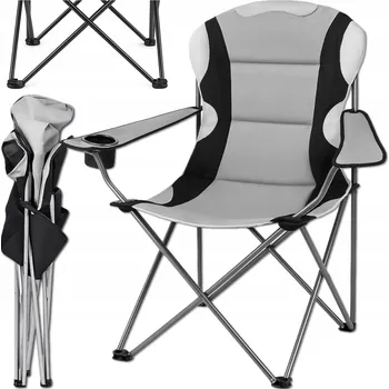 EasyCamp skládací křeslo v šedé barvě, ideální na rybaření, kemp, terasu i zahradu, 120 kg
