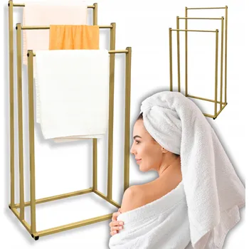 Držák na ručník Loftgold zlatý stojanový věšák na ručníky, 3 ramena, elegantní kovový design