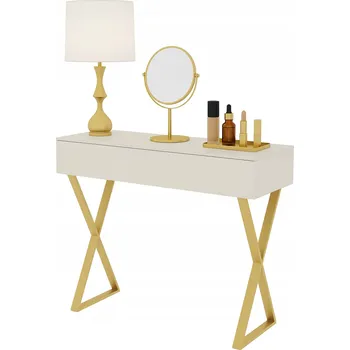 Toaletní stolek Toaletní Stolek konzole VOGA 90 cm kašmír + zlaté nohy X