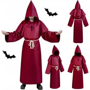 Karnevalový kostým MNIŠSKÝ HABIT KOSTÝM KOSTÝM MNICH PLÁŠŤ DOPLŇKY KNĚZ MNIŠSKÝ HABIT HALLOWEEN