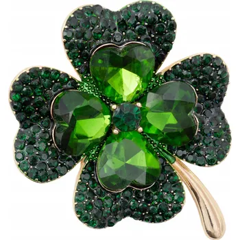 Brož Brož Pinets Plants Čtyřlístek B727 se zeleným kubickým zirkonem