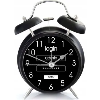 Budík Hlasitý budík s retro zvonky - Login - Admin černý
