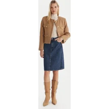 Dámská sukně Tommy Hilfiger Džínová sukně WW0WW45666 Tmavomodrá Straight Fit 40