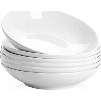Talíř Hluboký talíř miska keramická na polévku, těstoviny Sada 6 ks, Barva Bílá