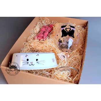 Dárkový potravinový koš Dárkový balíček - Kočičí máma, růžový