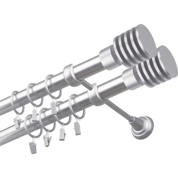 Garnýž Garnýž kovová dvouřadá 25/25mm Talarki double satina 110 cm (do stěny / kroužky s žabkou)