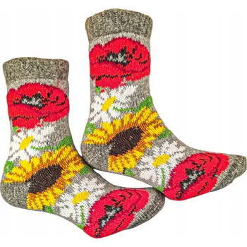 Pánské oblečení PONOŽKY VLNĚNÉ TEPLÉ SILNÉ NEKOUSAVÉ 36-38 SLUNEČNICE ŠEDÉ