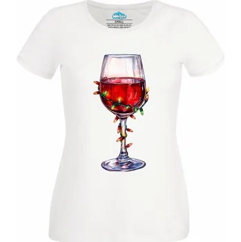 Dámské tričko Dámské tričko Vánoční Víno ve Světýlkách (Velikost: M, Barva: Bílá)