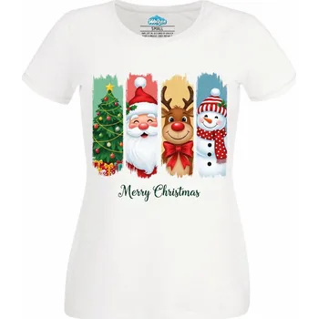 Dámské tričko Dámské tričko Vánoční Parta Merry Christmas (Velikost: XS, Barva: Bílá)