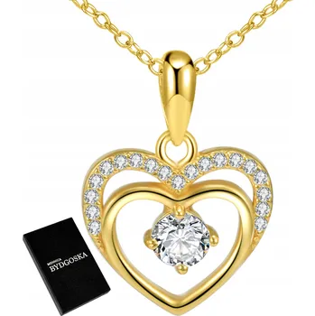 Náhrdelník POZLACENÝ STŘÍBRNÝ NÁHRDELNÍK 925 SRDCE PRO ŽENU