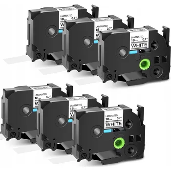 Pásek do tiskárny 6ks Popisovací páska bílá/černá pro Brother TZ241 TZe-241 P-touch PT-D410 18mm