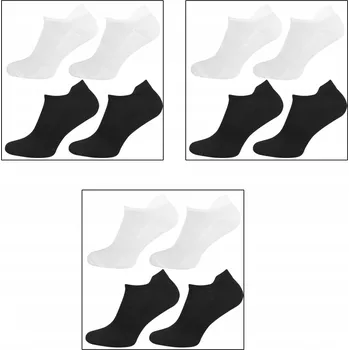 KOTNÍKOVÉ PONOŽKY BÍLÉ A ČERNÉ UNISEX BAVLNĚNÉ 6 PAK VELIKOST 47-50