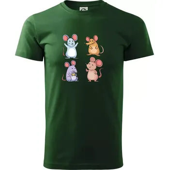 Barevné myši - Triko extra velké (5-8XL) - 8XL ( Lahvově zelená )