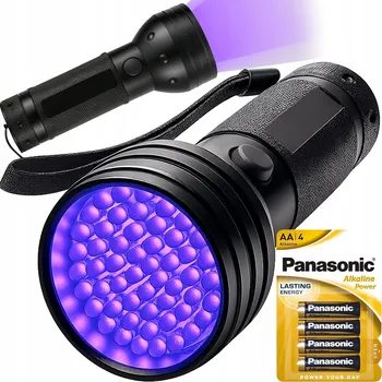 Svítilna UV TAKTICKÁ SVÍTILNA REFLEKTOR NA JANTAR, BANKOVKY, HLINÍKOVÁ, 51 LED, BATERIE