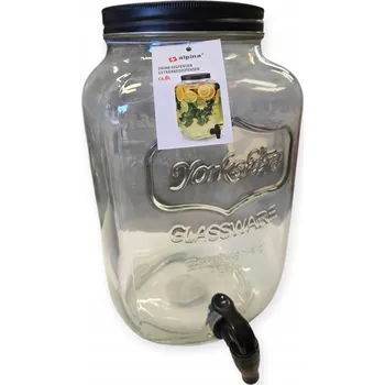 Sklenice SKLENĚNÁ SKLENICE 5 L S KOHOUTKEM A UZÁVĚREM