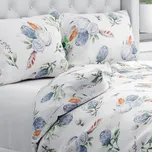 Bavlněné ložní povlečení Sandra SA-707 Modré květy Protea na bílém Jednolůžko 140x200 a 70x90 cm