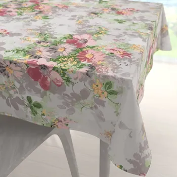 ubrus Bavlněný čtvercový ubrus Sandra SA-704 Malované růžovo-červené květy na šedém 70x70 cm