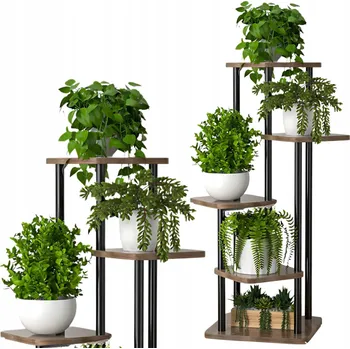 Stojan na květiny GreenTower stojan na rostliny 106 cm, 5 úrovní, dřevo/kov