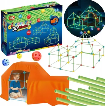 ostatní stavebnice Velké Stavební Stavebnice Stan Slámky Trubičky Stavebnice pro Stavbu Základny 128 dílů