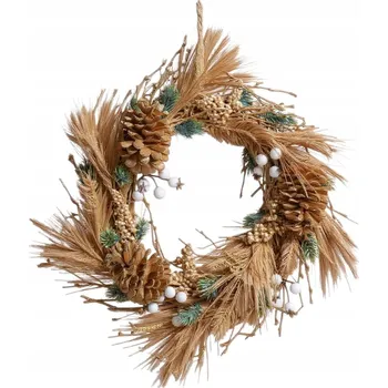 Vánoční dekorace Vánoční věnec zlatý 30 cm na dveře i stůl dekorace vánoční