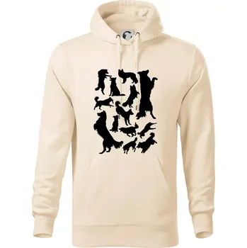 Pánská mikina Border kolie siluety - Mikina pánská Cape s kapucí - 4XL ( Mandlová )