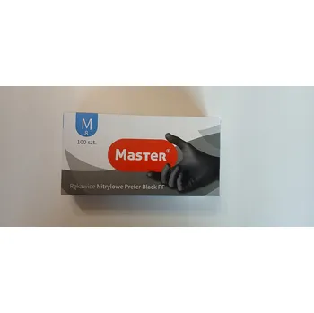 Vyšetřovací rukavice Nitrilové rukavice bez pudru MASTER Black Prefer 100ks velikost M