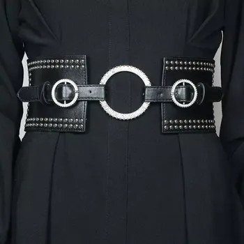 Opasek Dámský široký korzetový pásek s krystaly Vaiki Černý