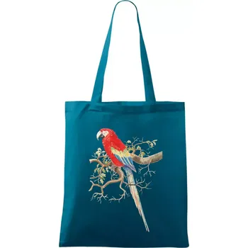 Papoušek na listnatém stromě - Taška bavlněná - 42 x 38 cm ( Petrolejová )