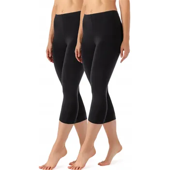 Dámské legíny Dámské legíny 3/4 capri legíny 2-balení viskóza MS10-144 Černá/Černá L