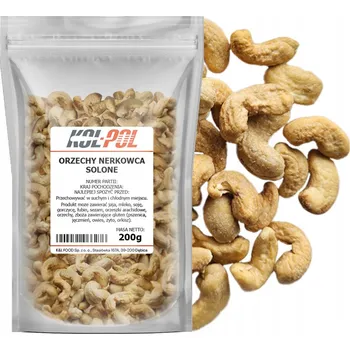 KEŠU OŘECHY CELÉ SOLENÉ 200g Pražené kešu ořechy přírodní Kol-Pol