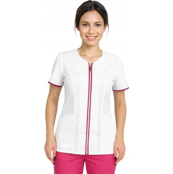 Zdravotnický oděv Dámská zdravotnická tunika/halena na zip, bílo-amarantová, velikost 38